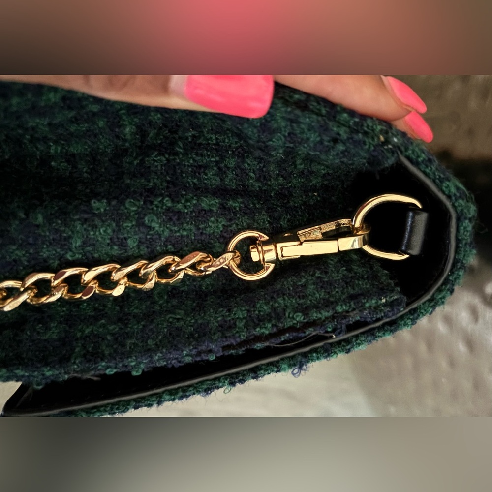 Elegant Green/Blue Tweed Women's Bag - Picture 3 of 7